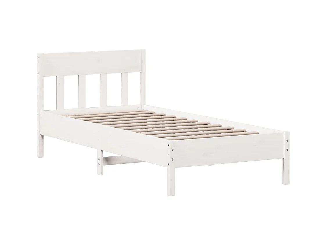 Bed met boekenkast zonder matras grenenhout wit 90x190 cm