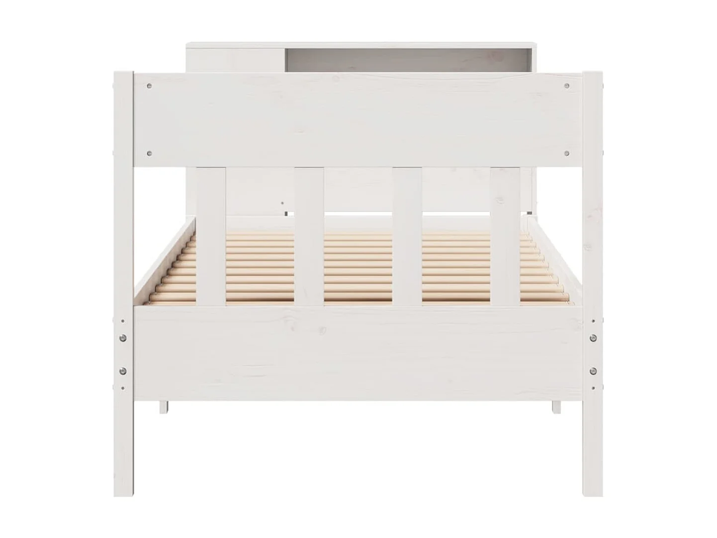 Lit bibliothèque sans matelas blanc 90x190cm bois de pin massif