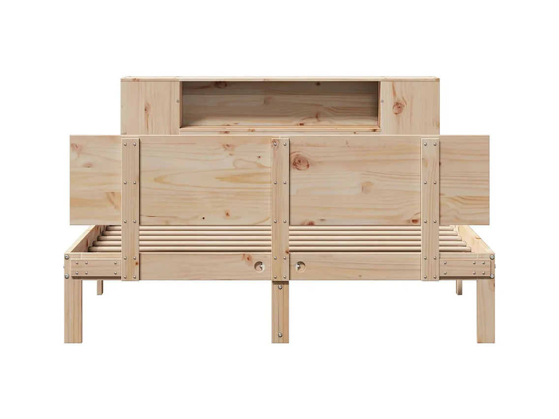 Lit bibliothèque sans matelas 160x200 cm bois massif de pin