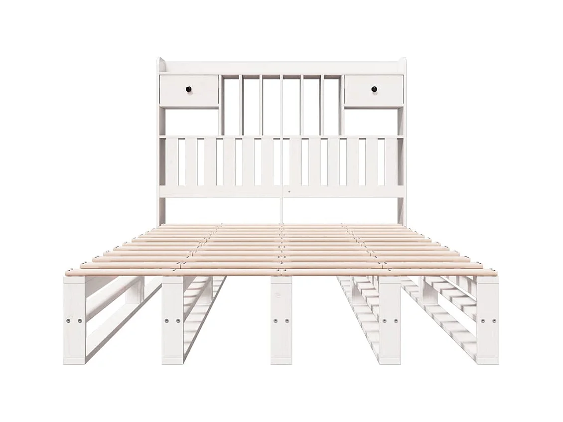 Bed met boekenkast zonder matras grenenhout wit 135x190 cm