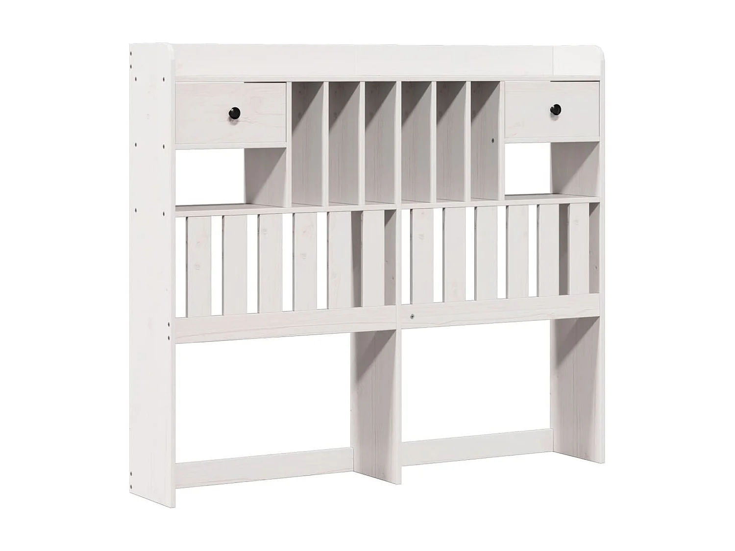 Lit bibliothèque sans matelas blanc 135x190 cm bois pin massif