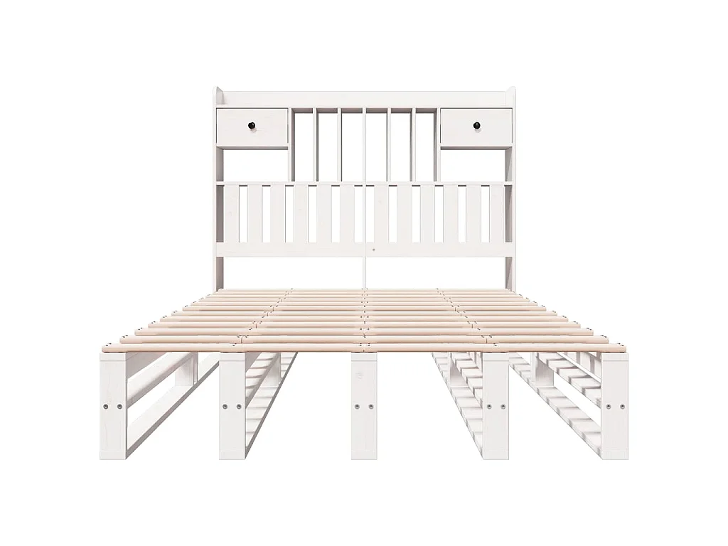 Cama com estante sem colchão 135x190 cm pinho maciço branco