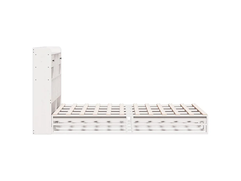 Cama com estante sem colchão 135x190 cm pinho maciço branco