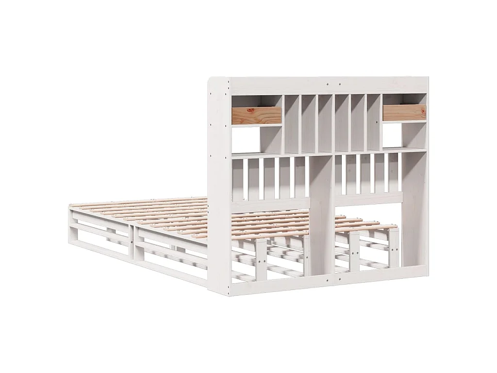 Cama com estante sem colchão 135x190 cm pinho maciço branco