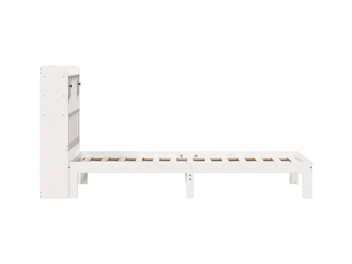 Lit bibliothèque sans matelas blanc 75x190cm bois de pin massif