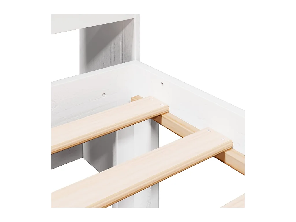 Lit bibliothèque sans matelas blanc 75x190cm bois de pin massif