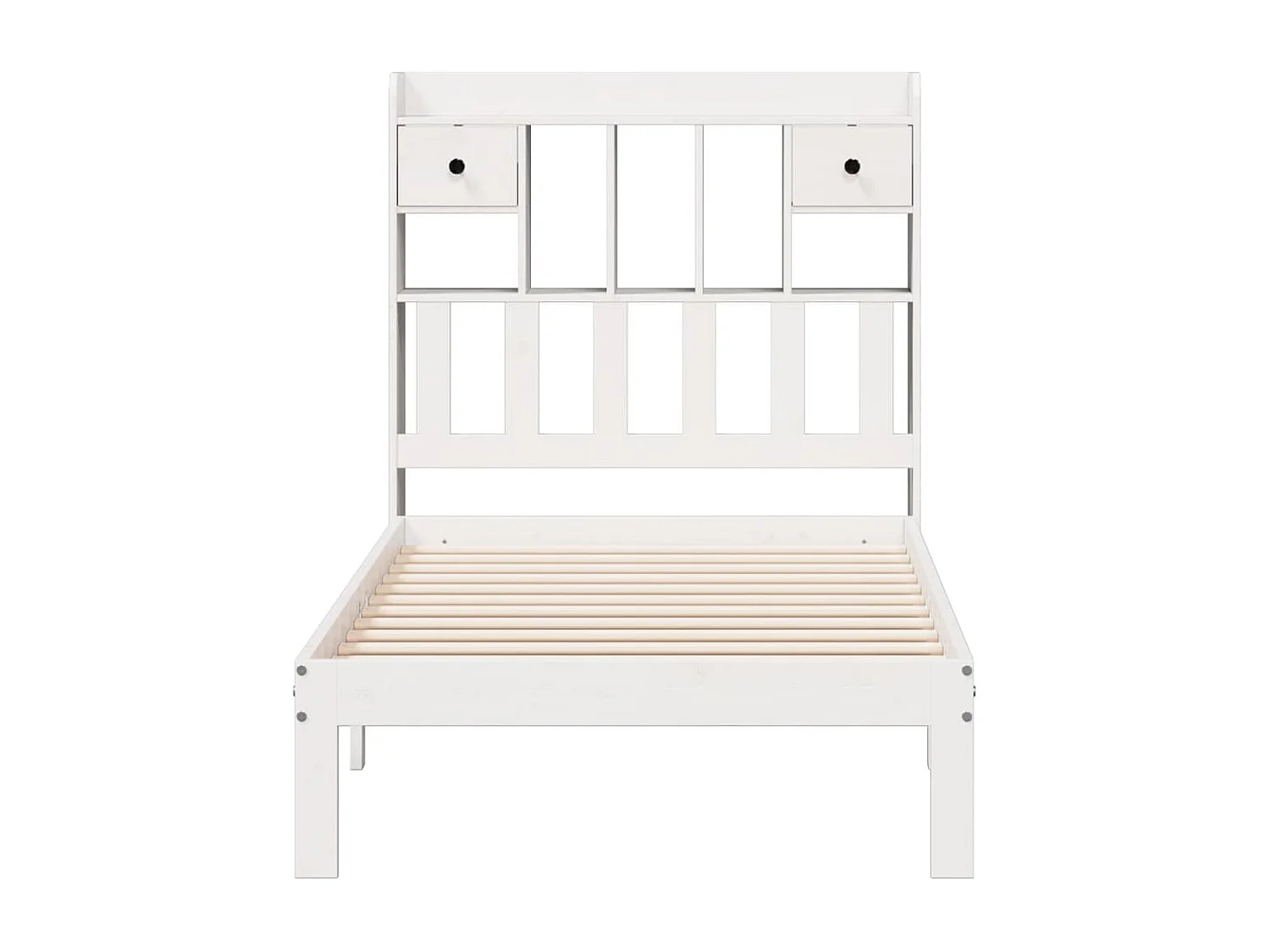 Lit bibliothèque sans matelas blanc 75x190cm bois de pin massif