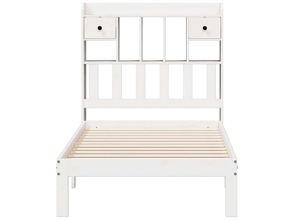 Cama com estante sem colchão 75x190 cm pinho maciço branco