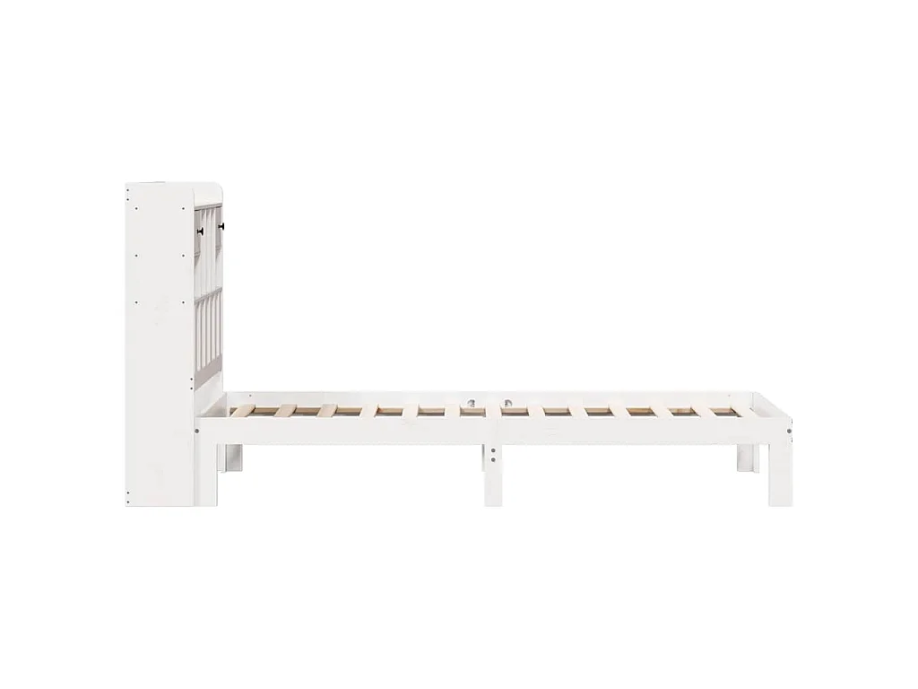 Cama com estante sem colchão 75x190 cm pinho maciço branco