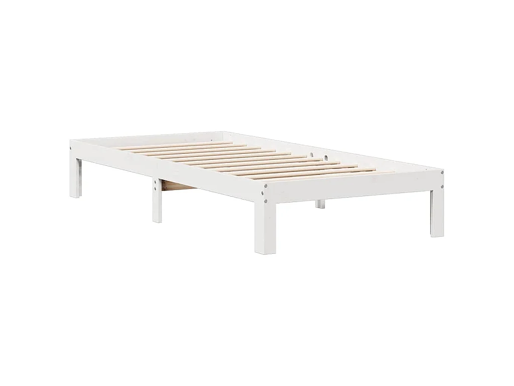 Cama com estante sem colchão 75x190 cm pinho maciço branco