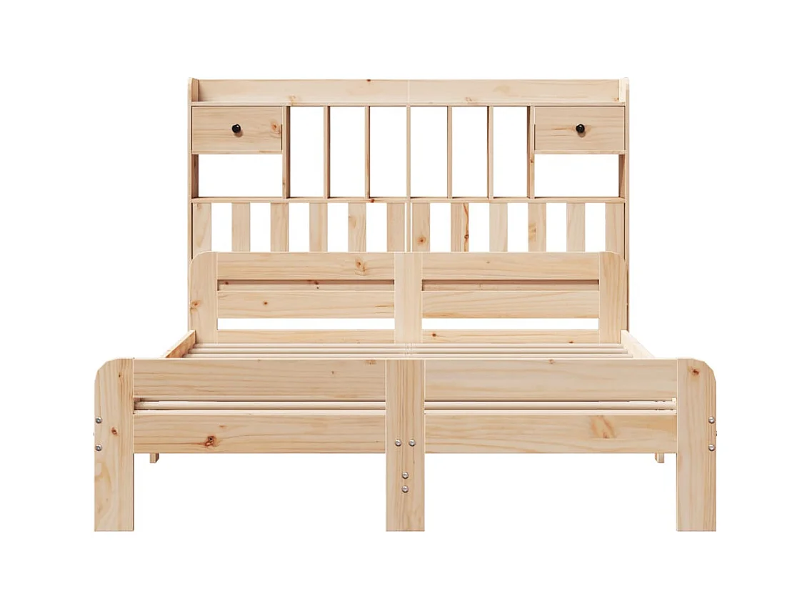 Cama con estantería sin colchón madera maciza de pino 150x200cm