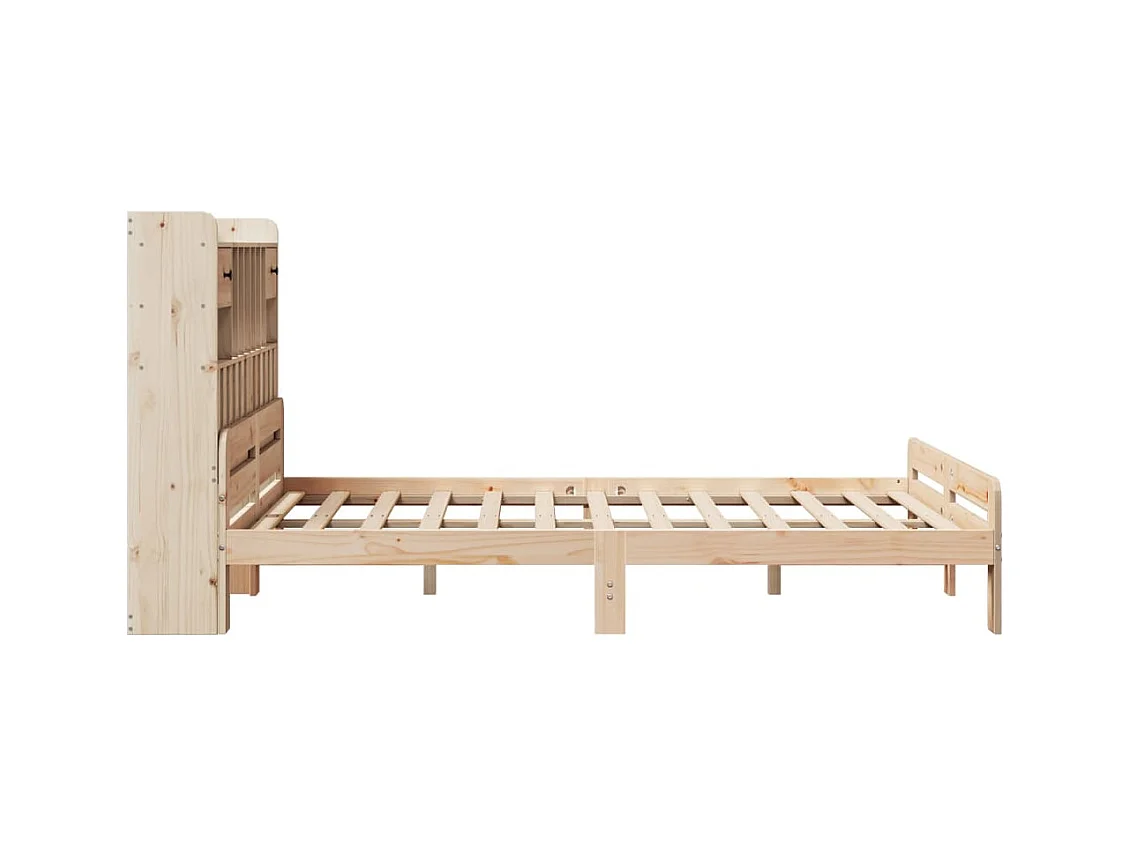 Cama con estantería sin colchón madera maciza de pino 150x200cm