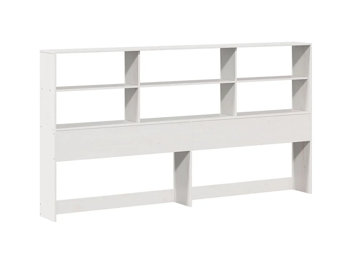Lit bibliothèque sans matelas blanc 200x200 cm bois pin massif