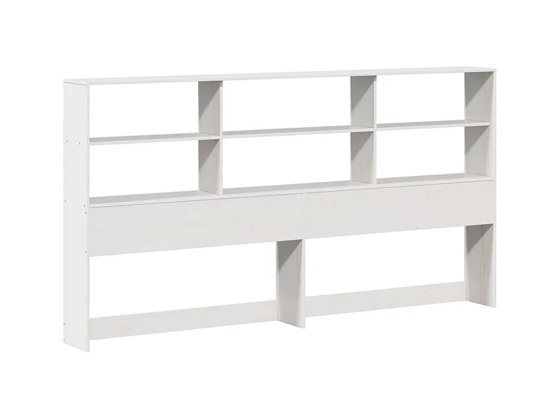 Lit bibliothèque sans matelas blanc 200x200 cm bois pin massif