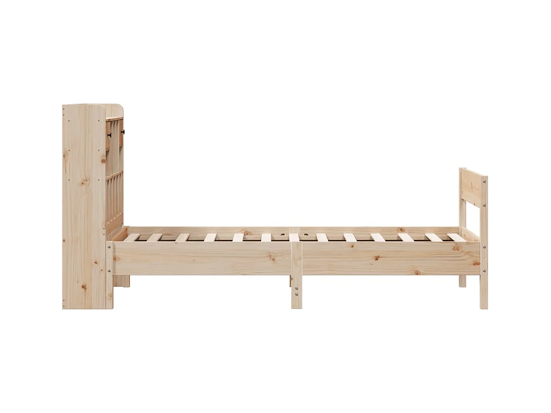 Lit bibliothèque sans matelas 90x190 cm bois de pin massif