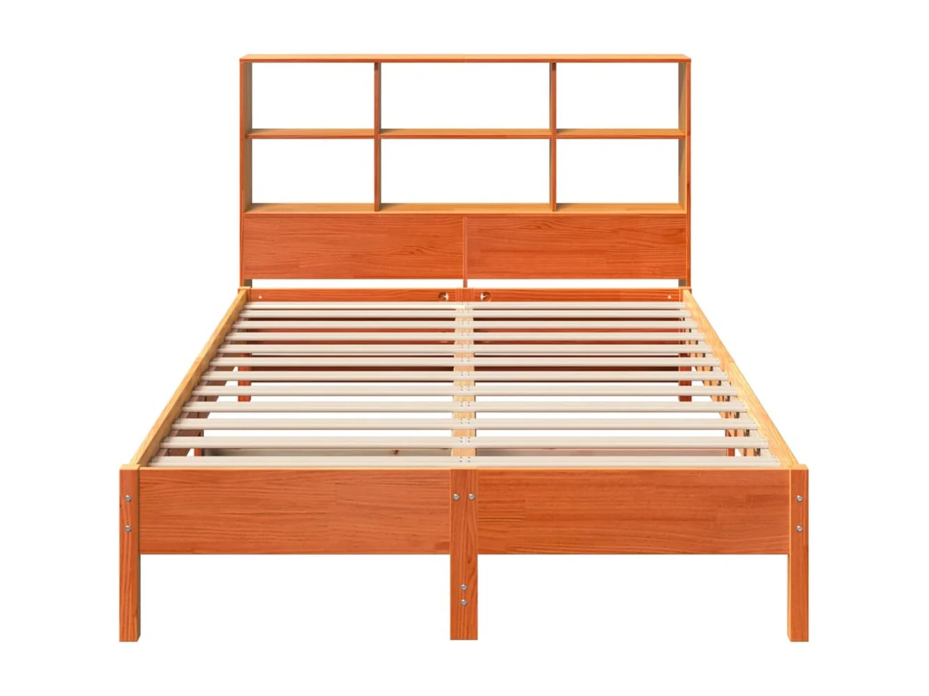 Letto Libreria senza Materasso Marrone Cera 140x190 cm in Pino