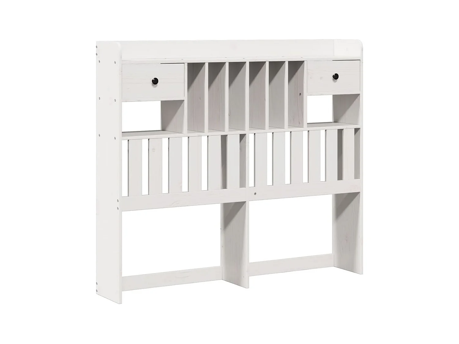 Lit bibliothèque sans matelas blanc 135x190 cm bois pin massif