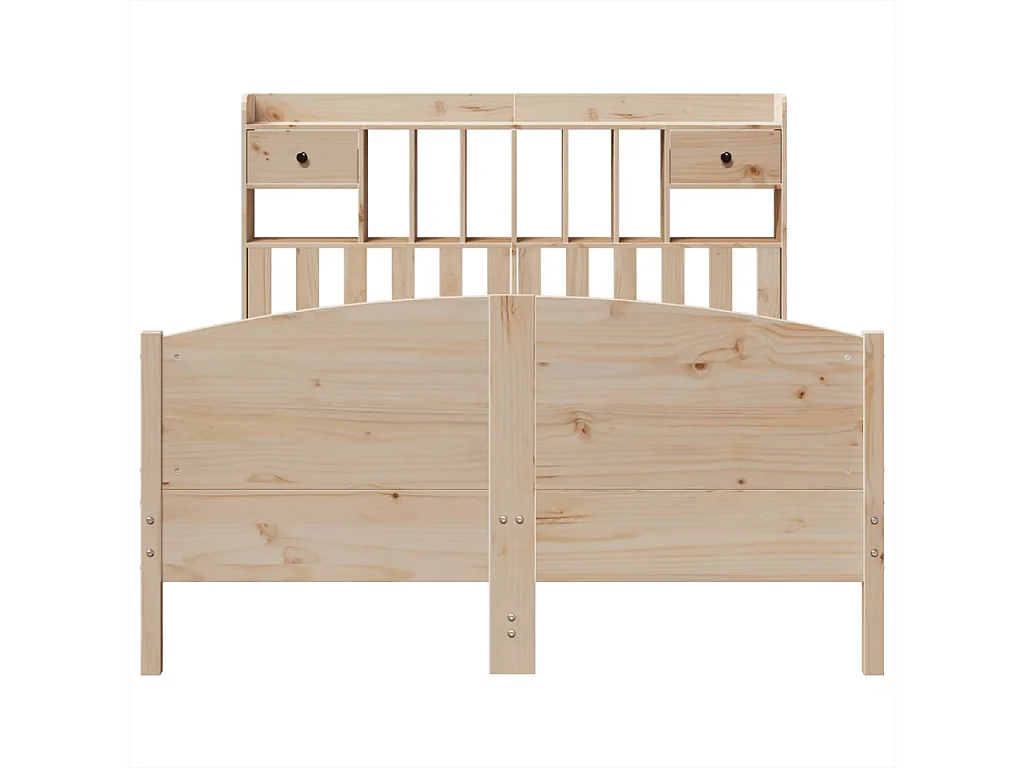 Bed met boekenkast zonder matras massief grenenhout 140x190 cm