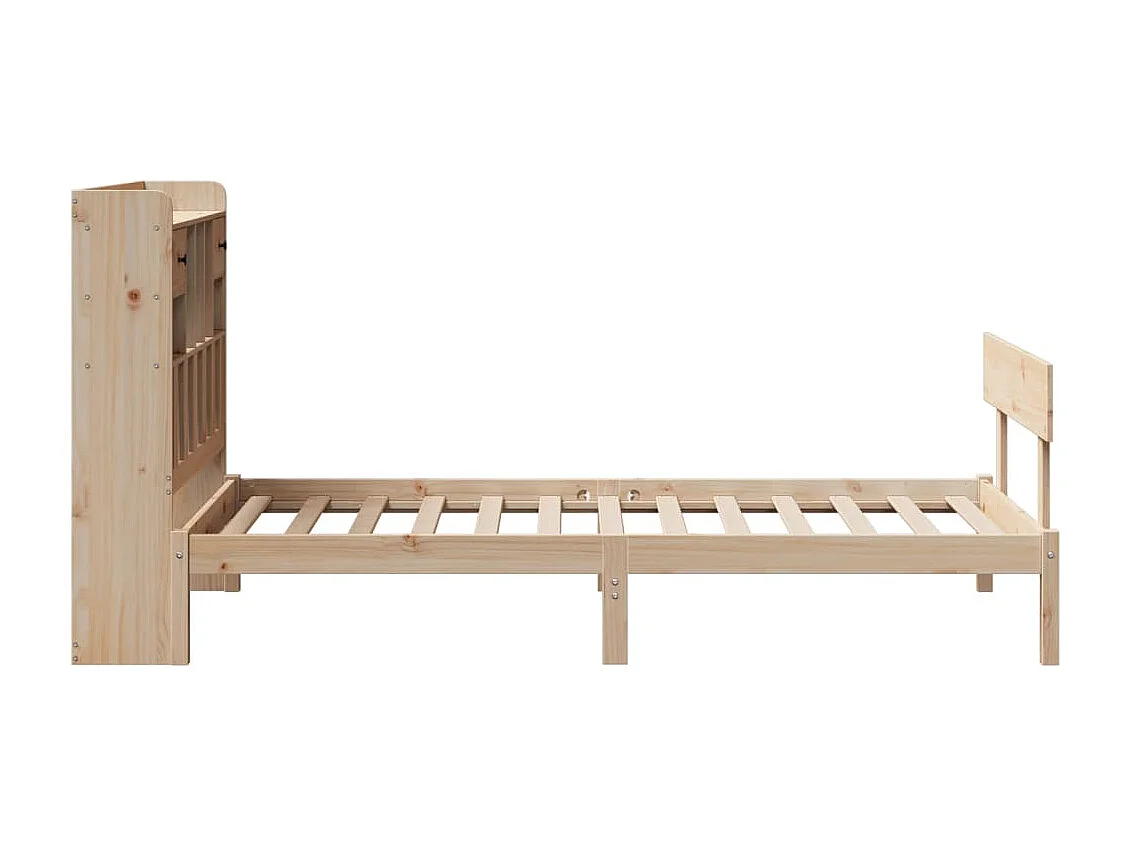 Bed met boekenkast zonder matras massief grenenhout 90x200 cm