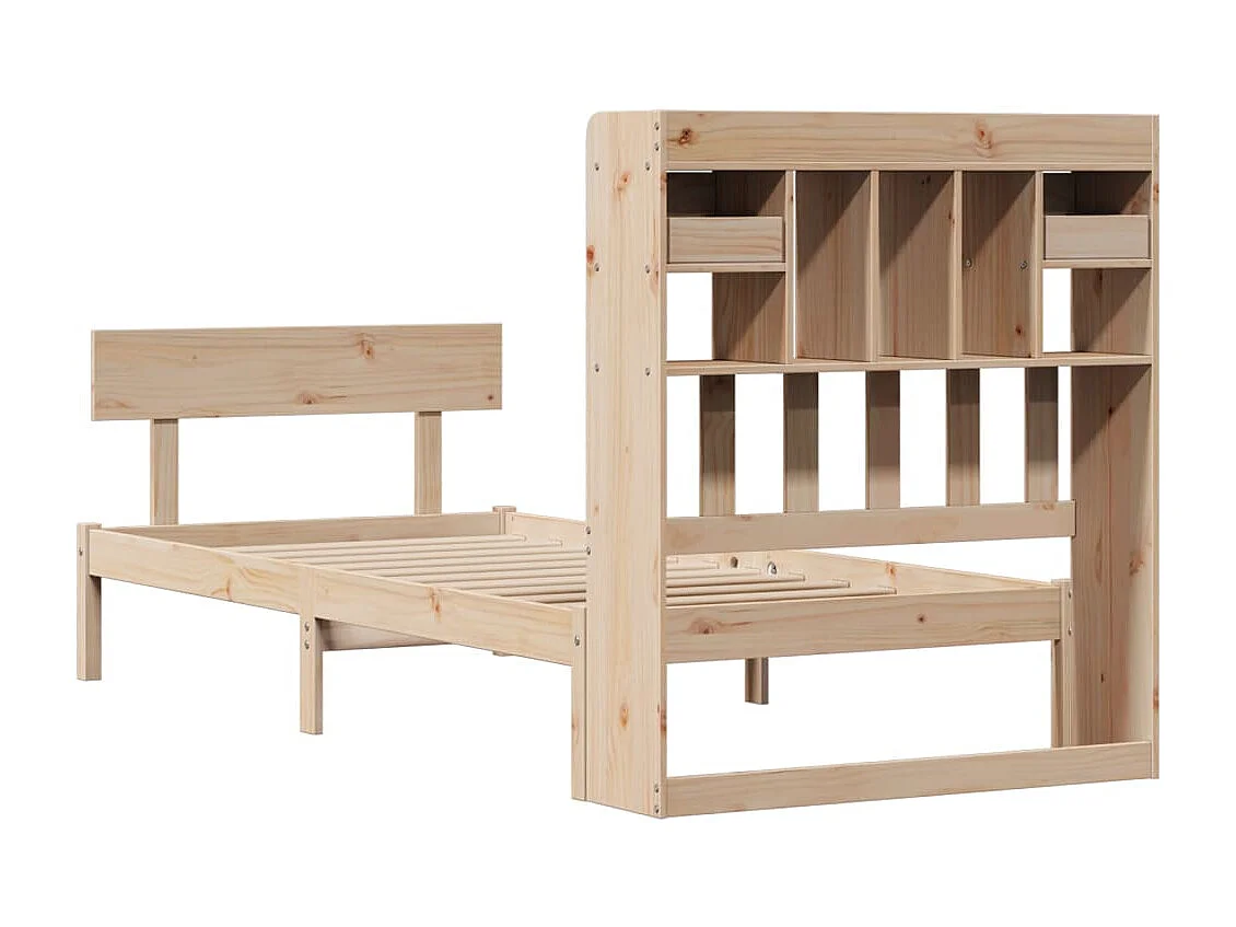 Bed met boekenkast zonder matras massief grenenhout 90x200 cm