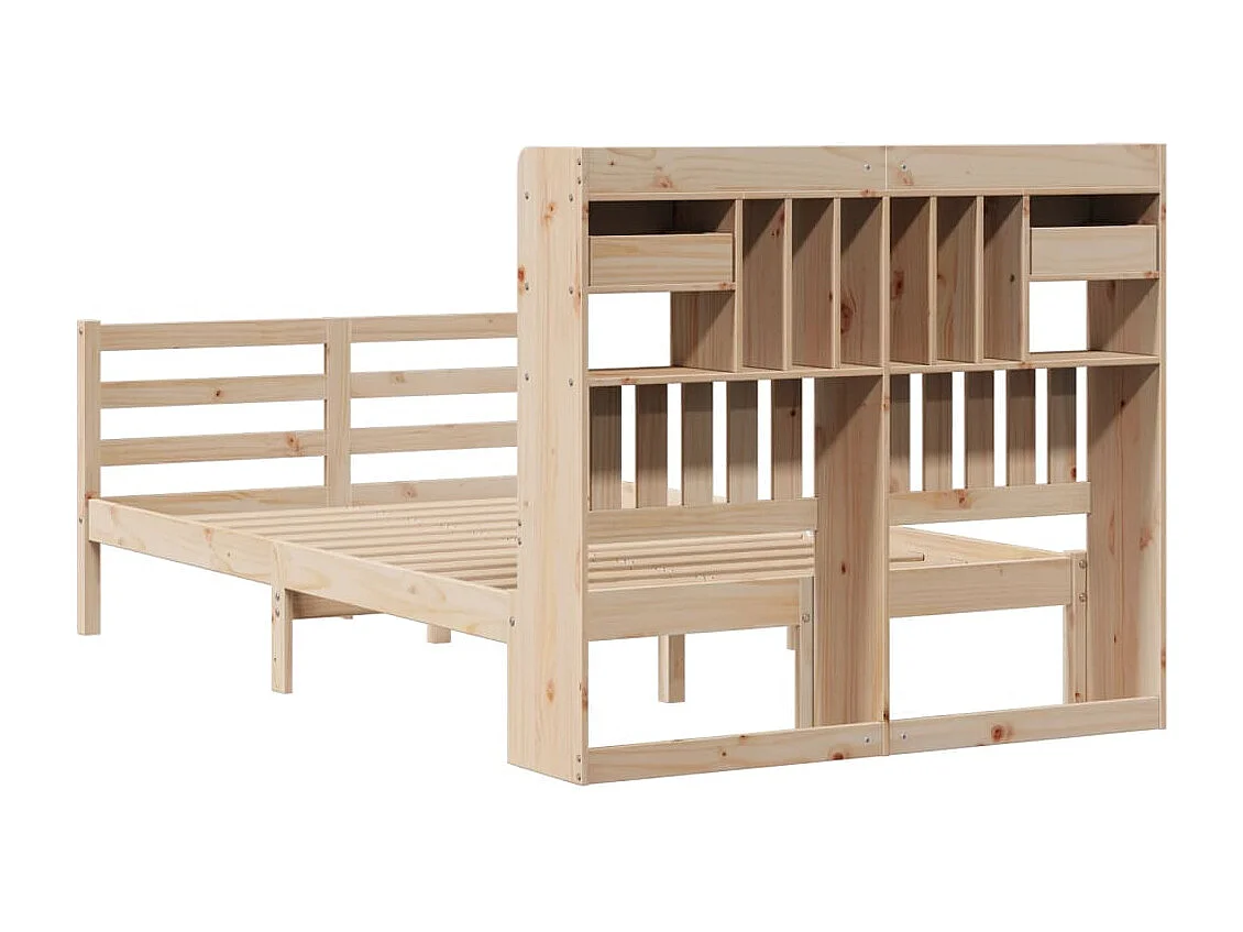 Lit bibliothèque sans matelas 135x190 cm bois de pin massif