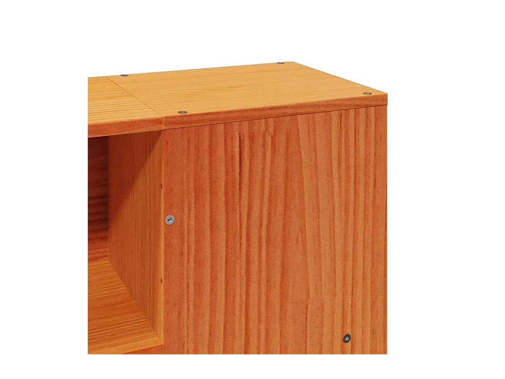 Cama con estantería sin colchón madera maciza marrón 135x190cm