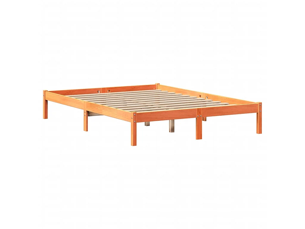 Lit bibliothèque sans matelas cire marron 135x190 cm pin massif