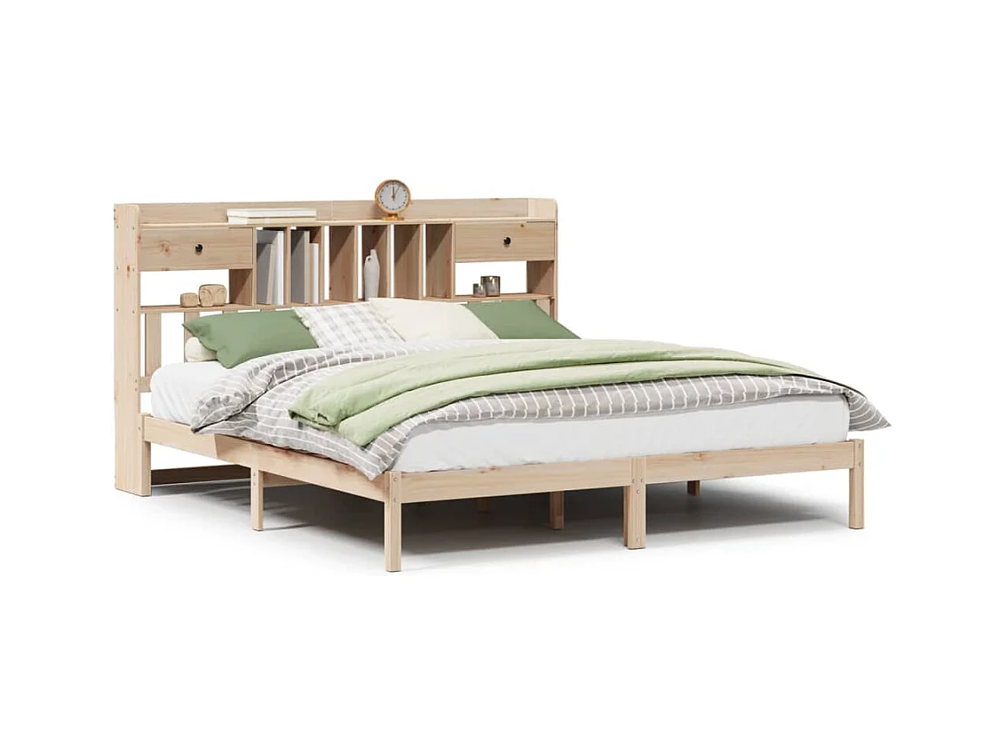 Letto Libreria senza Materasso 180x200 cm in Legno di Pino