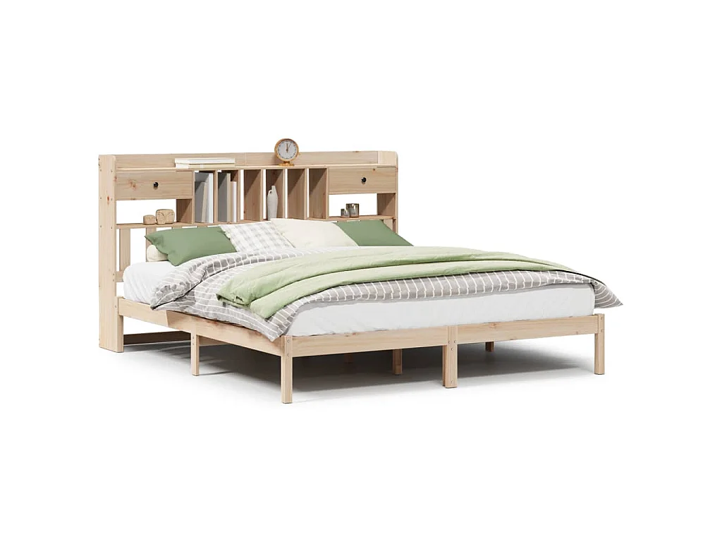 Bed met boekenkast zonder matras massief grenenhout 180x200 cm