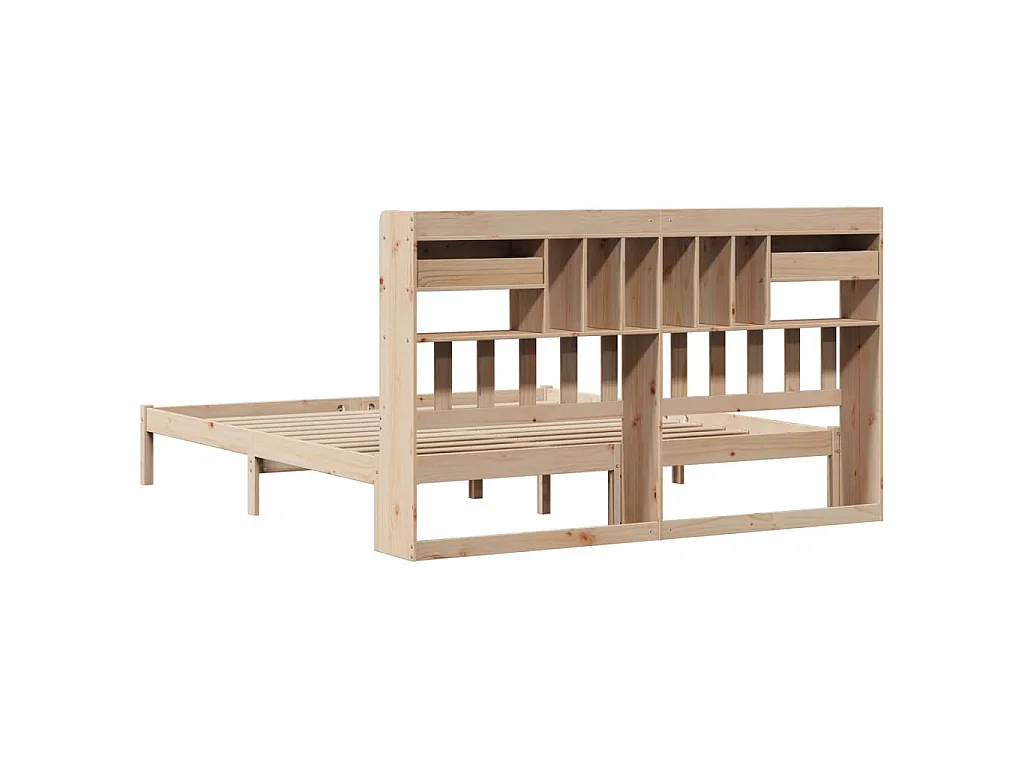 Bed met boekenkast zonder matras massief grenenhout 180x200 cm