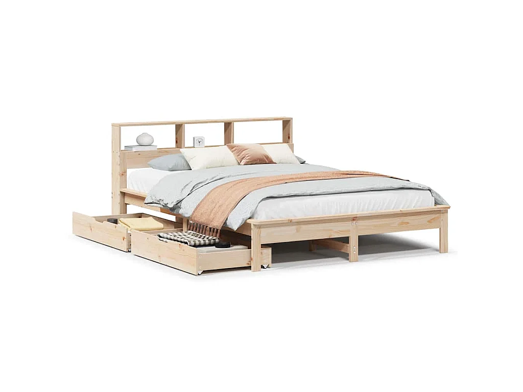 Cama com estante sem colchão 135x190 cm pinho maciço