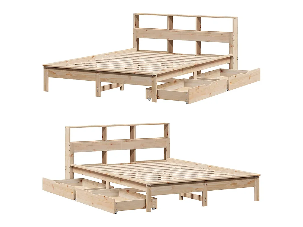Cama com estante sem colchão 135x190 cm pinho maciço