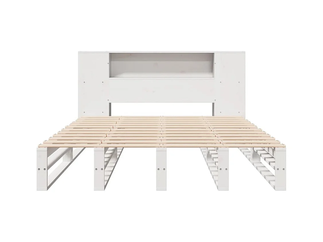 Lit bibliothèque sans matelas blanc 160x200 cm bois massif