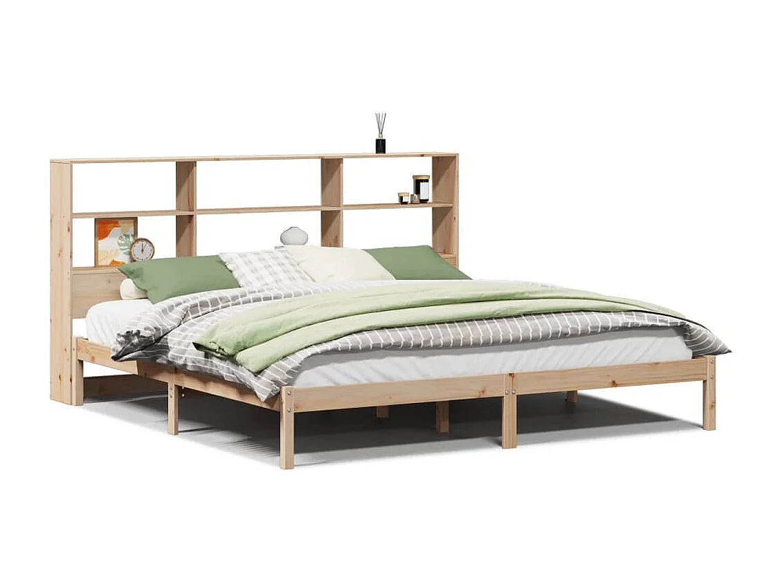 Massivholzbett mit Regal ohne Matratze 180x200 cm Kiefernholz