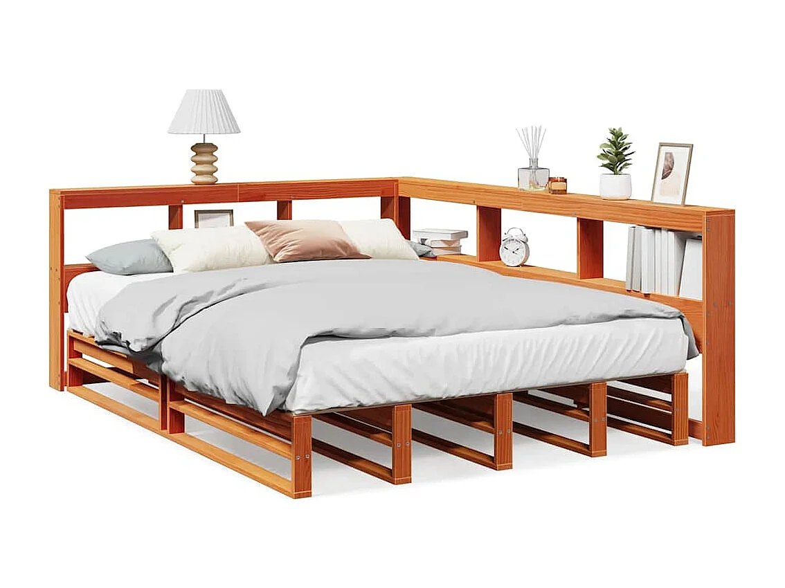 Cama com estante sem colchão 160x200 cm pinho maciço