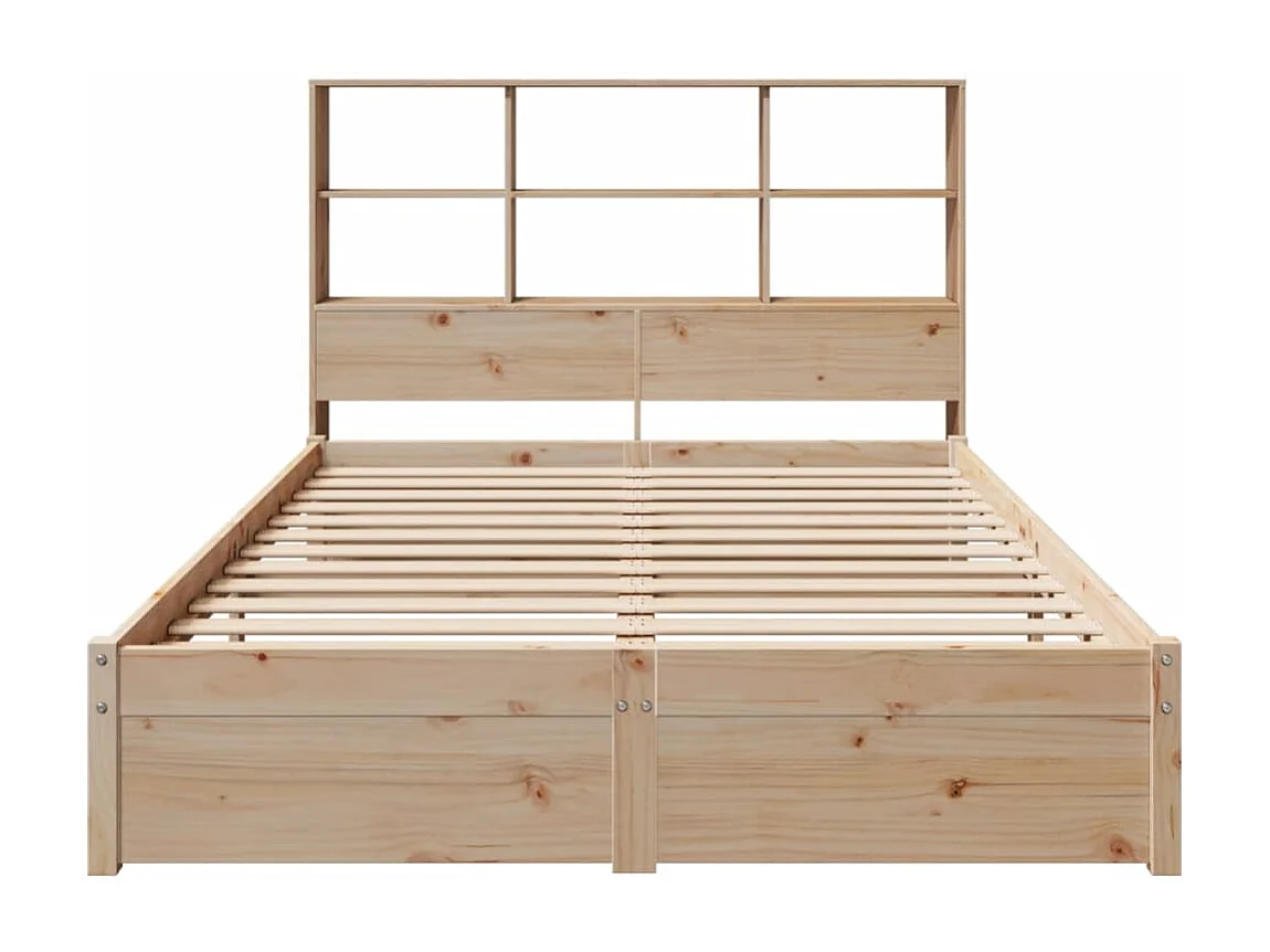 Bed met boekenkast zonder matras massief grenenhout 140x200 cm