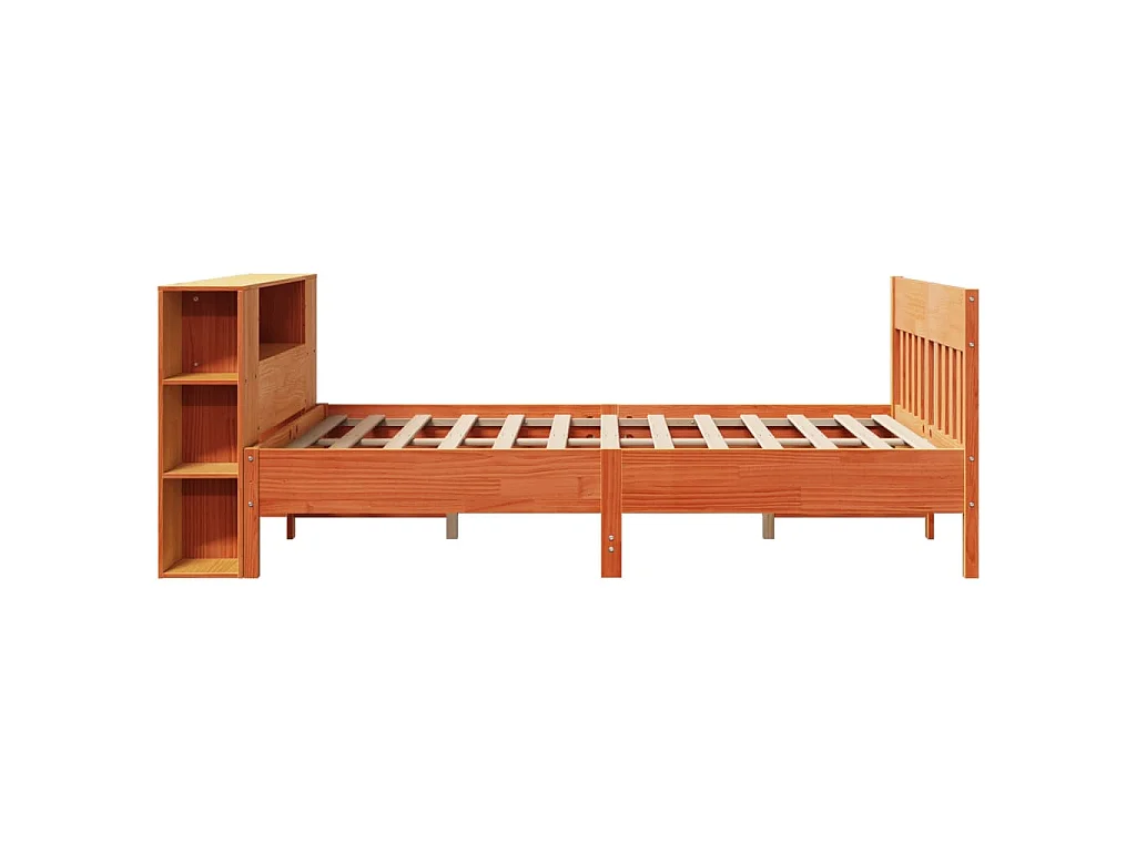 Letto Libreria senza Materasso Marrone Cera 140x190 cm in Pino