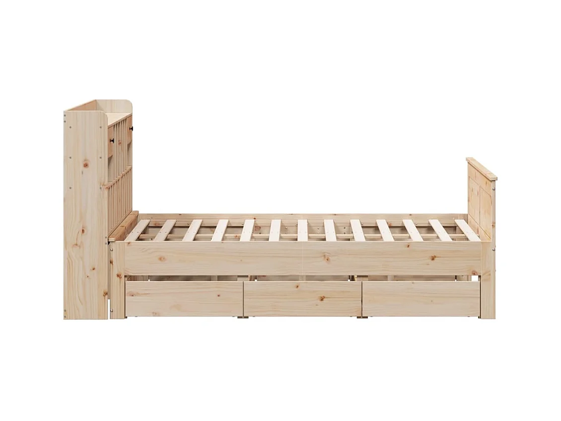 Massivholzbett mit Regal ohne Matratze 150x200 cm Kiefernholz