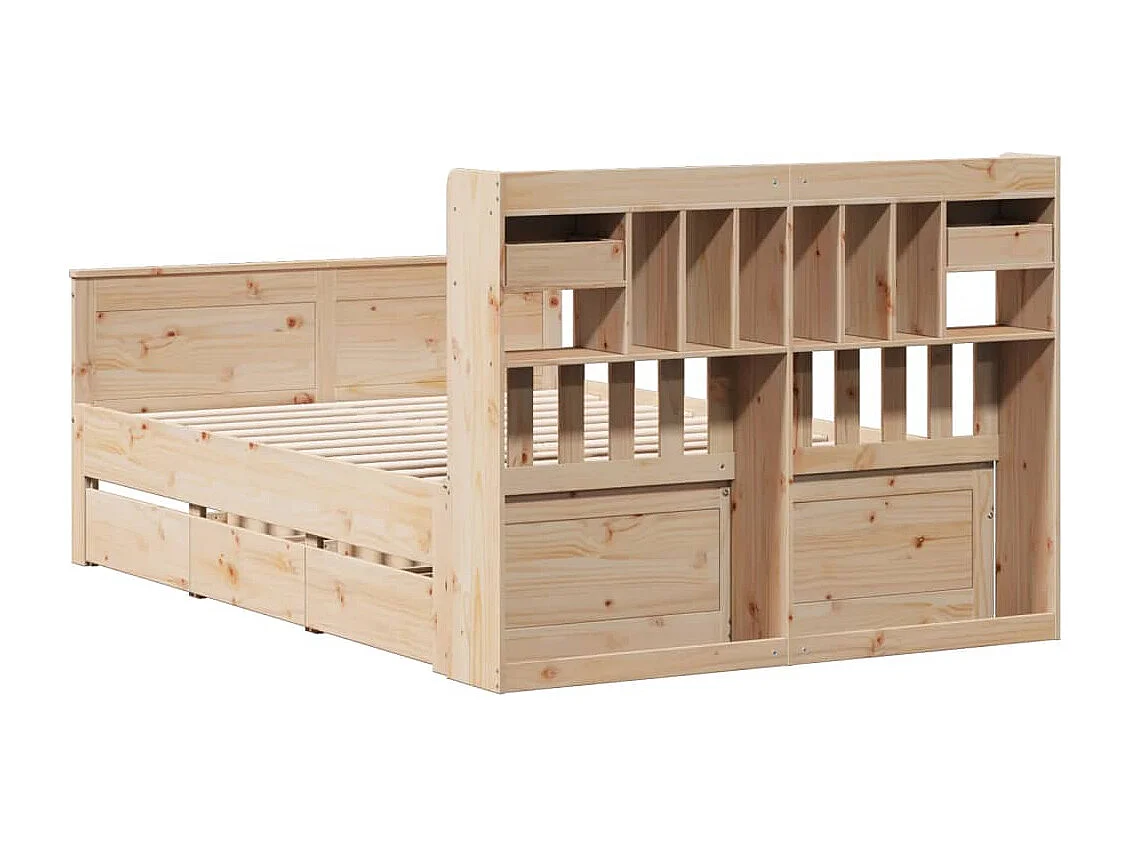 Bed met boekenkast zonder matras massief grenenhout 150x200 cm