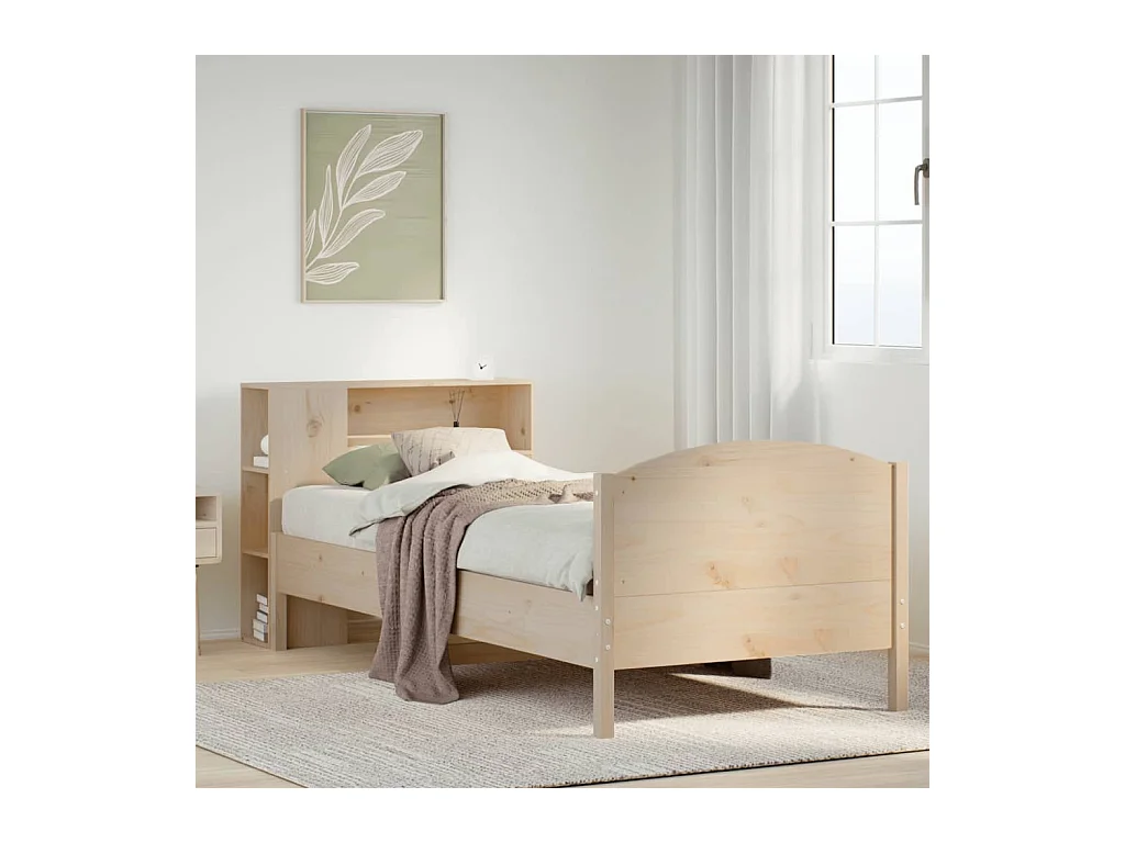 Lit bibliothèque sans matelas 90x200 cm bois de pin massif