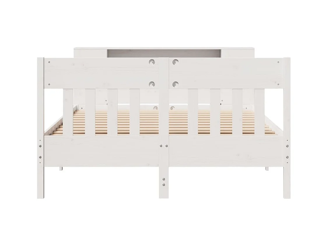 Lit bibliothèque sans matelas blanc 140x200 cm bois pin massif