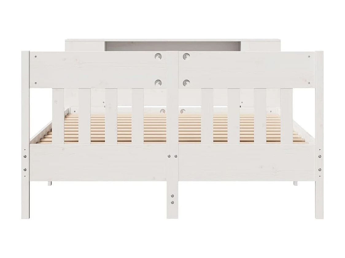 Lit bibliothèque sans matelas blanc 140x200 cm bois pin massif