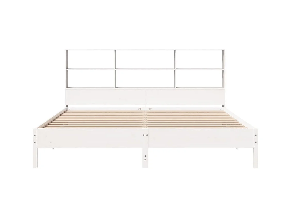 Lit bibliothèque sans matelas blanc 180x200 cm bois pin massif