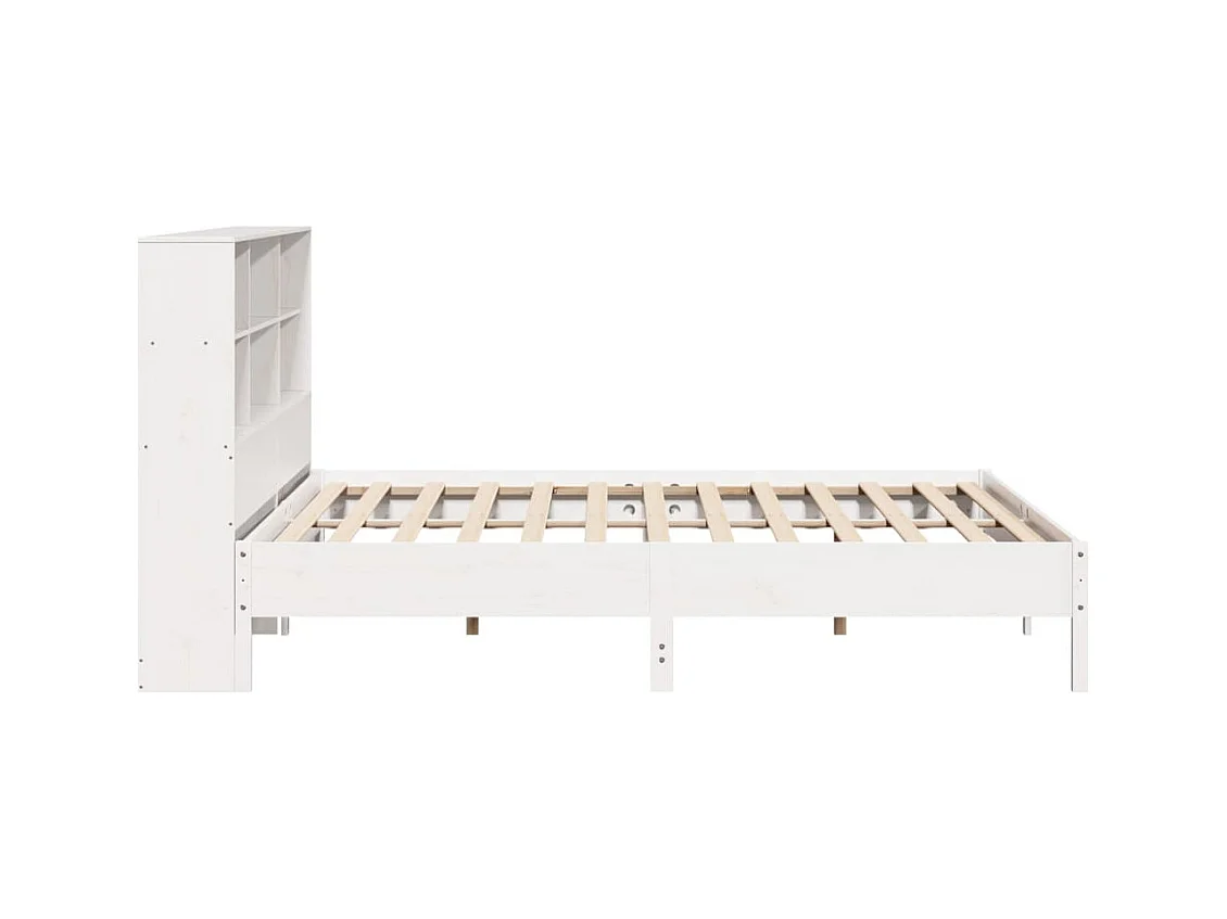 Lit bibliothèque sans matelas blanc 180x200 cm bois pin massif