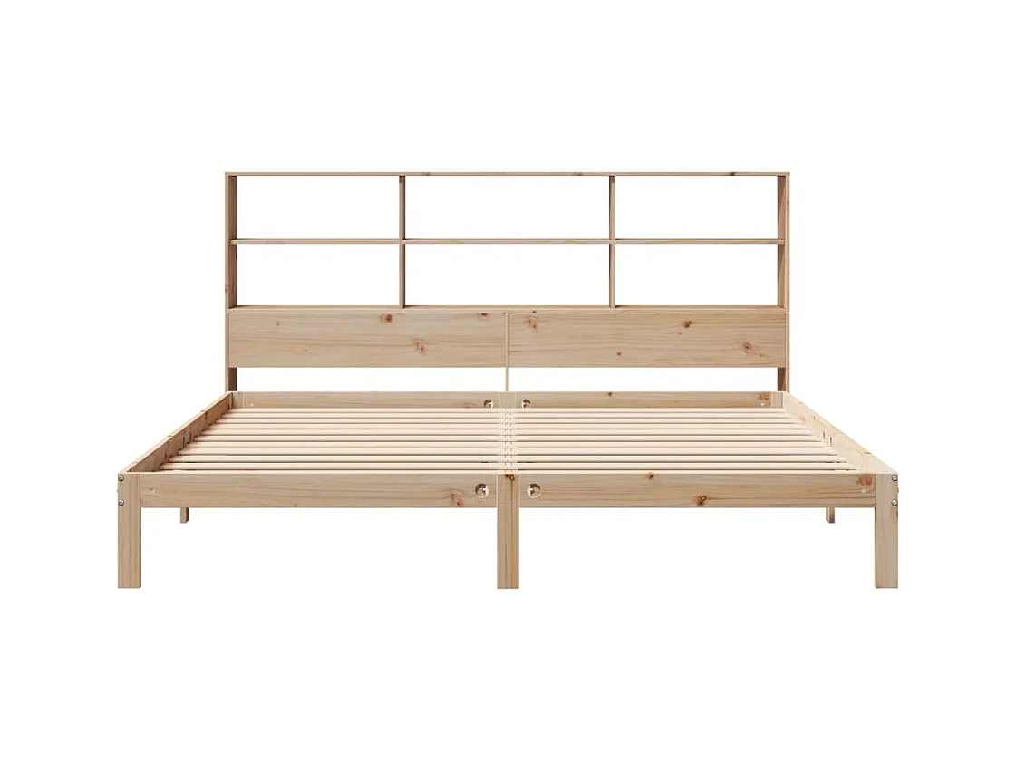Lit bibliothèque sans matelas 180x200 cm bois massif de pin