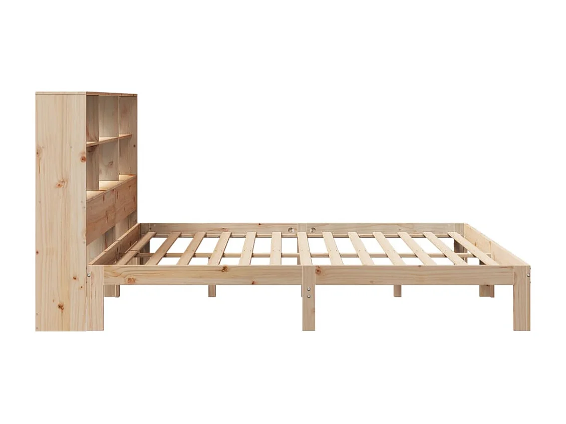 Lit bibliothèque sans matelas 180x200 cm bois massif de pin