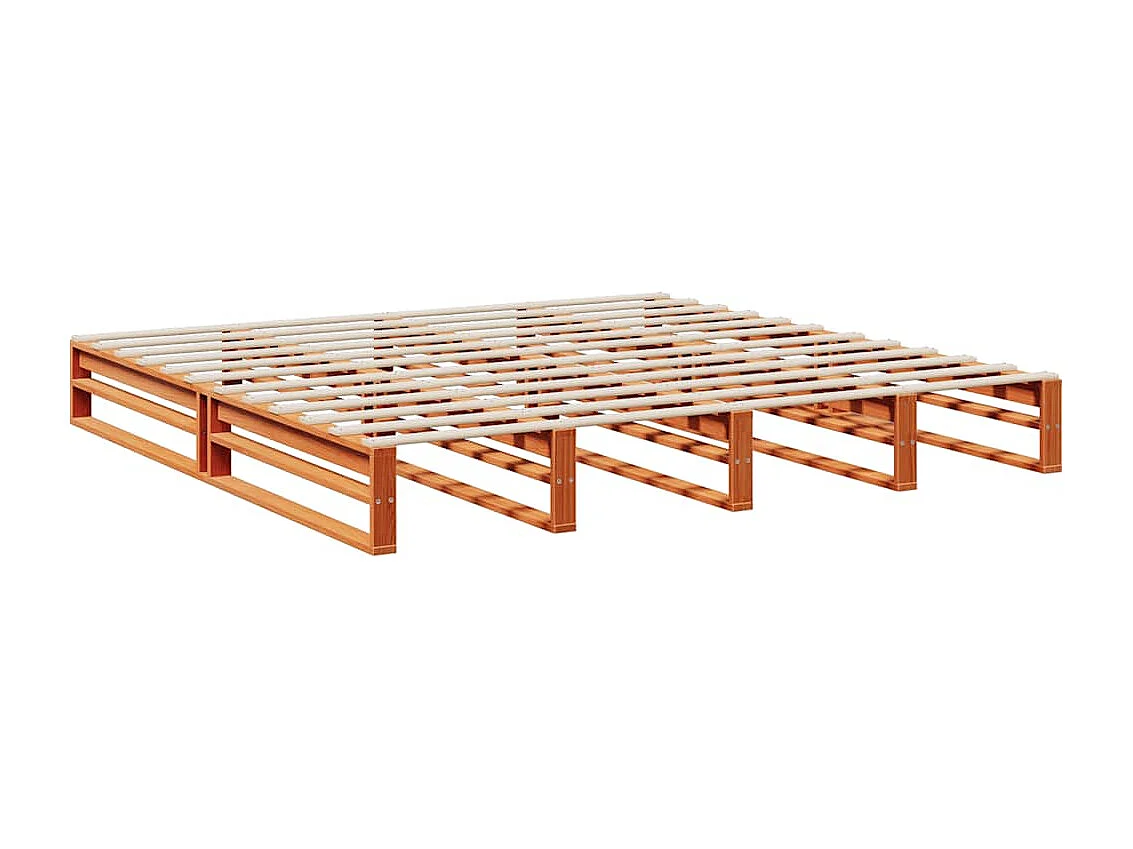 Lit bibliothèque sans matelas cire marron 180x200 cm pin massif
