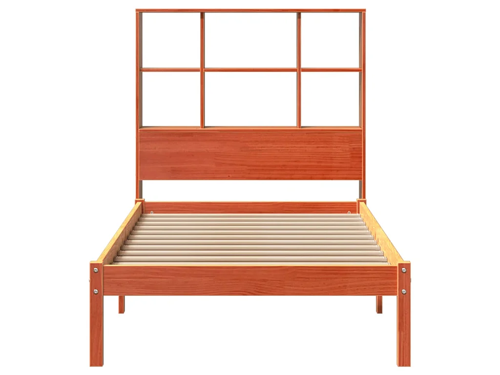 Cama c/ estante sem colchão 100x200cm pinho maciço castanho-mel