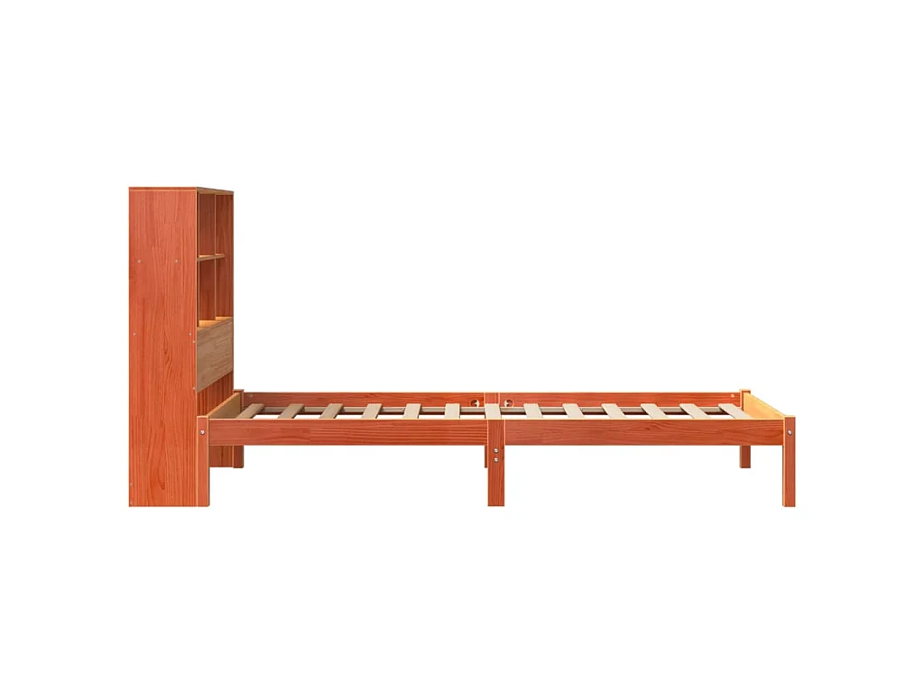 Cama c/ estante sem colchão 100x200cm pinho maciço castanho-mel