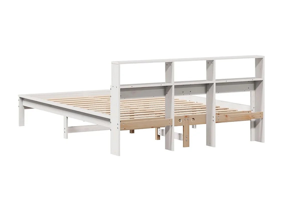 Lit bibliothèque sans matelas blanc 120x200 cm bois pin massif